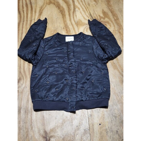 Velvet by Graham & Spencer Viviette Grommet Bomber Jacket Women M Zip @H2 - Picture 2 of 9